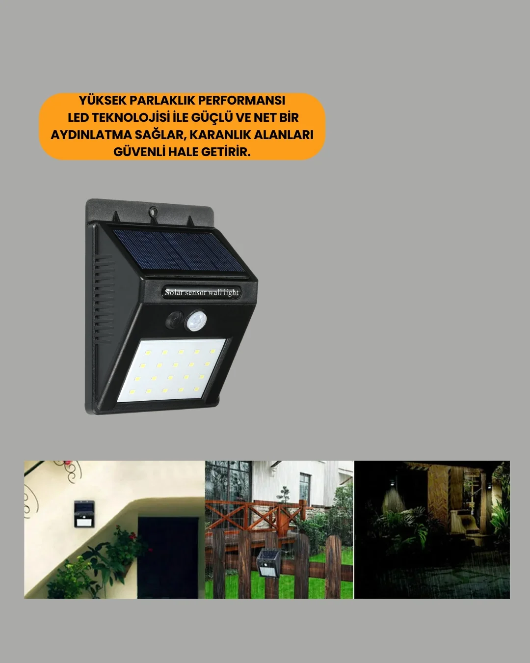 Su Geçirmez IP65 20 LED Solar Sensörlü Bahçe ve Veranda Aydınlatma Yeni Nesil