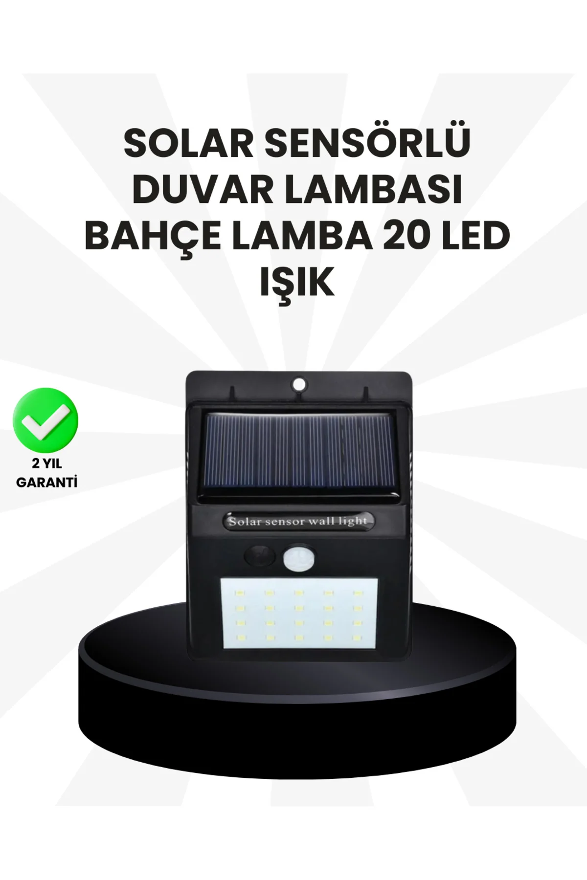 Su Geçirmez IP65 20 LED Solar Sensörlü Bahçe ve Veranda Aydınlatm