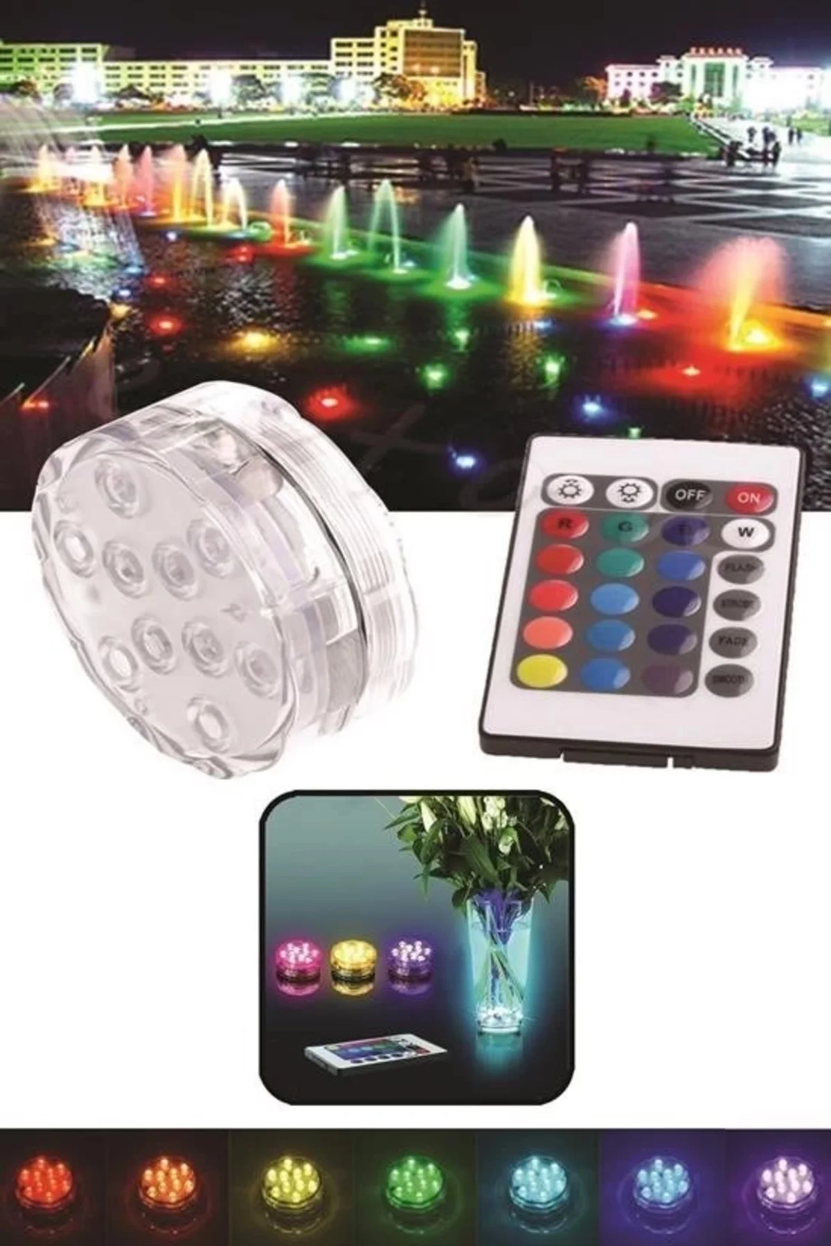 Su Geçirmez Kumandalı Renk Değiştiren Rgb Su Altı Led Lamba Spot Su Geçirmez Kumandalı Renk Değiştiren Rgb Su Altı Led Lamba Spot