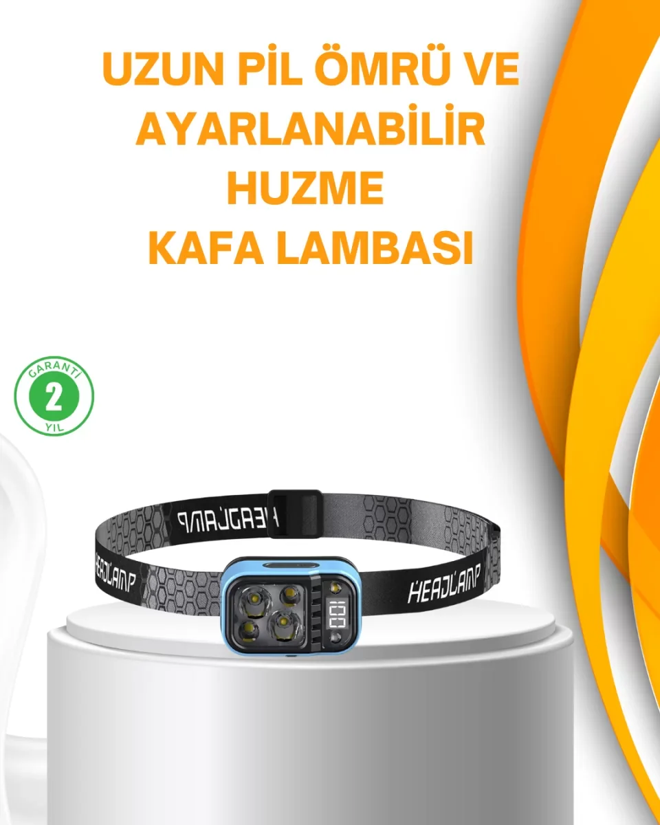 Su Geçirmez LED Kafa Lambası 53 Çalışma Modu Güç Ekranlı - Lisinya