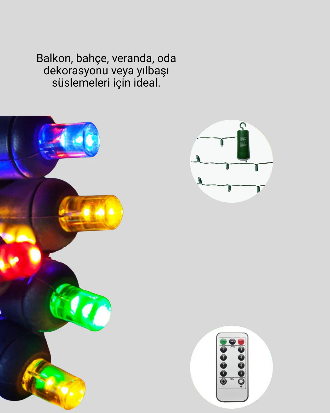 Su Geçirmez Pil Çalışan LED Perde Işık – İç ve Dış Mekan