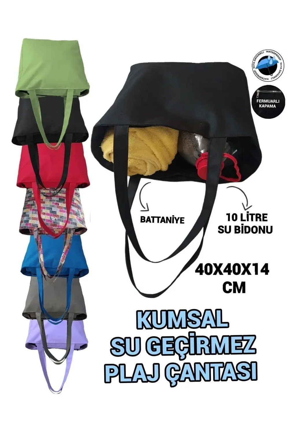 Su Geçirmez Plaj Çantası Kumsal 40x40