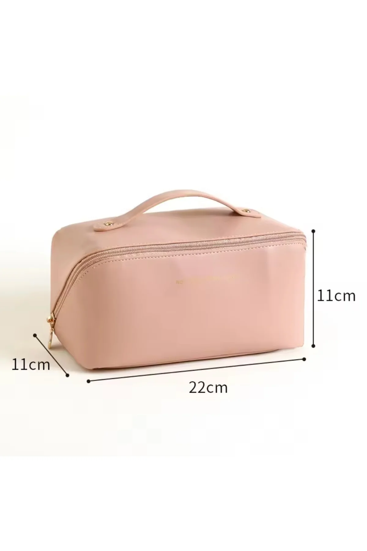 Su Geçirmez Suni Deri Seyahat Makyaj Organizer Çantası (pembe)