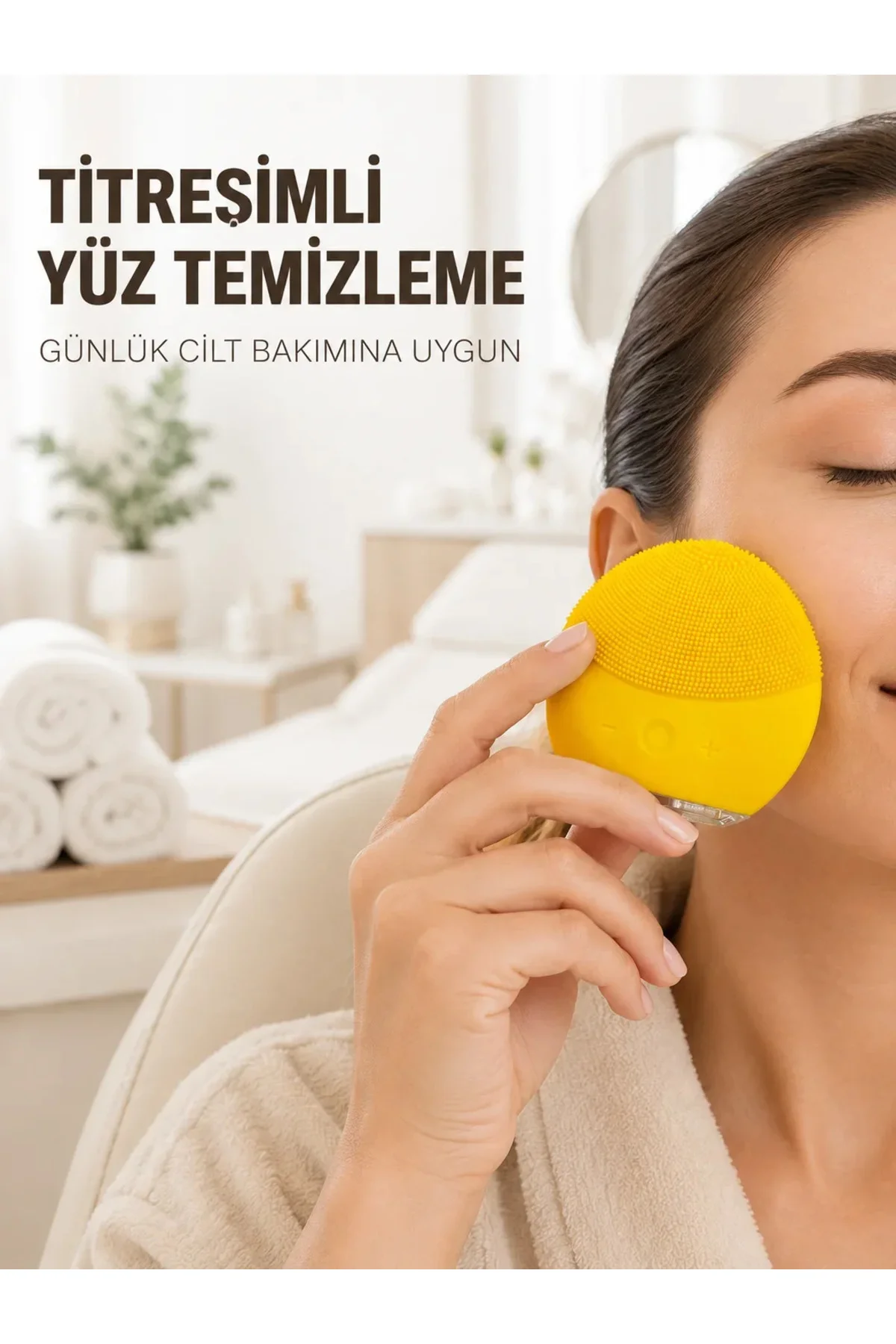 Su Geçirmez Titreşimli Yüz Tezleme Cihazı Yumuşak Silikon Cilt Bakım Fırçası