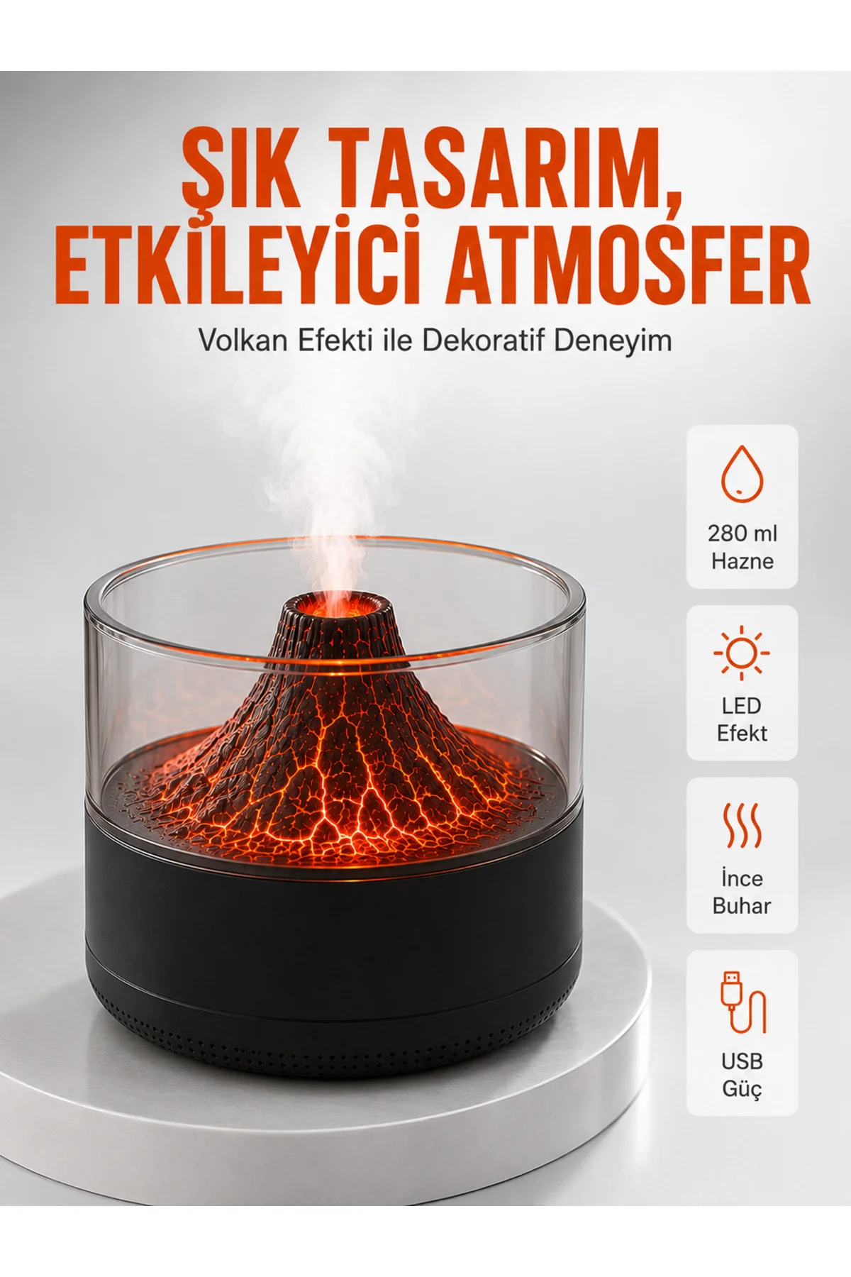 Su Hazneli Led Işıklı Aromaterapi Difüzörü Su Hazneli Led Işıklı Aromaterapi Difüzörü