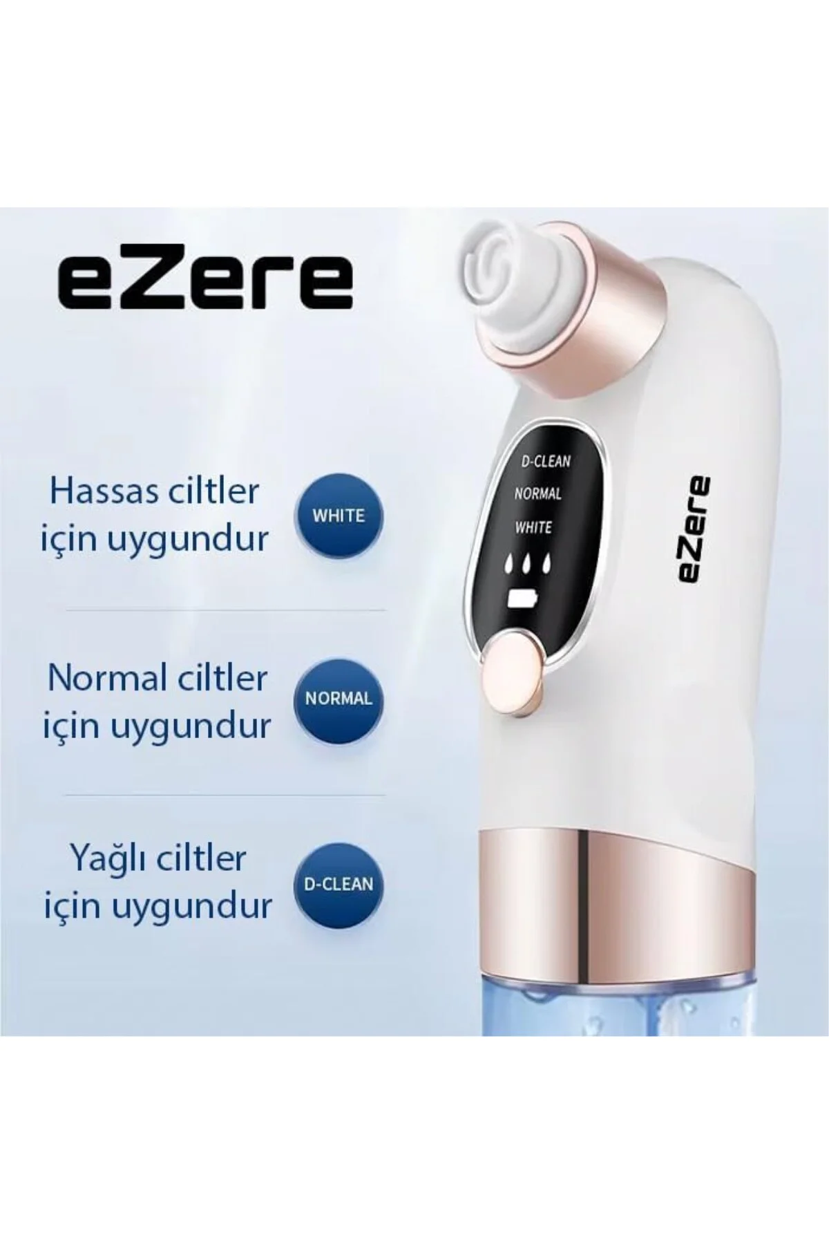 Su Hazneli Şarjlı Vakumlu Siyah Nokta Temizleme cihazı, BEYAZ
