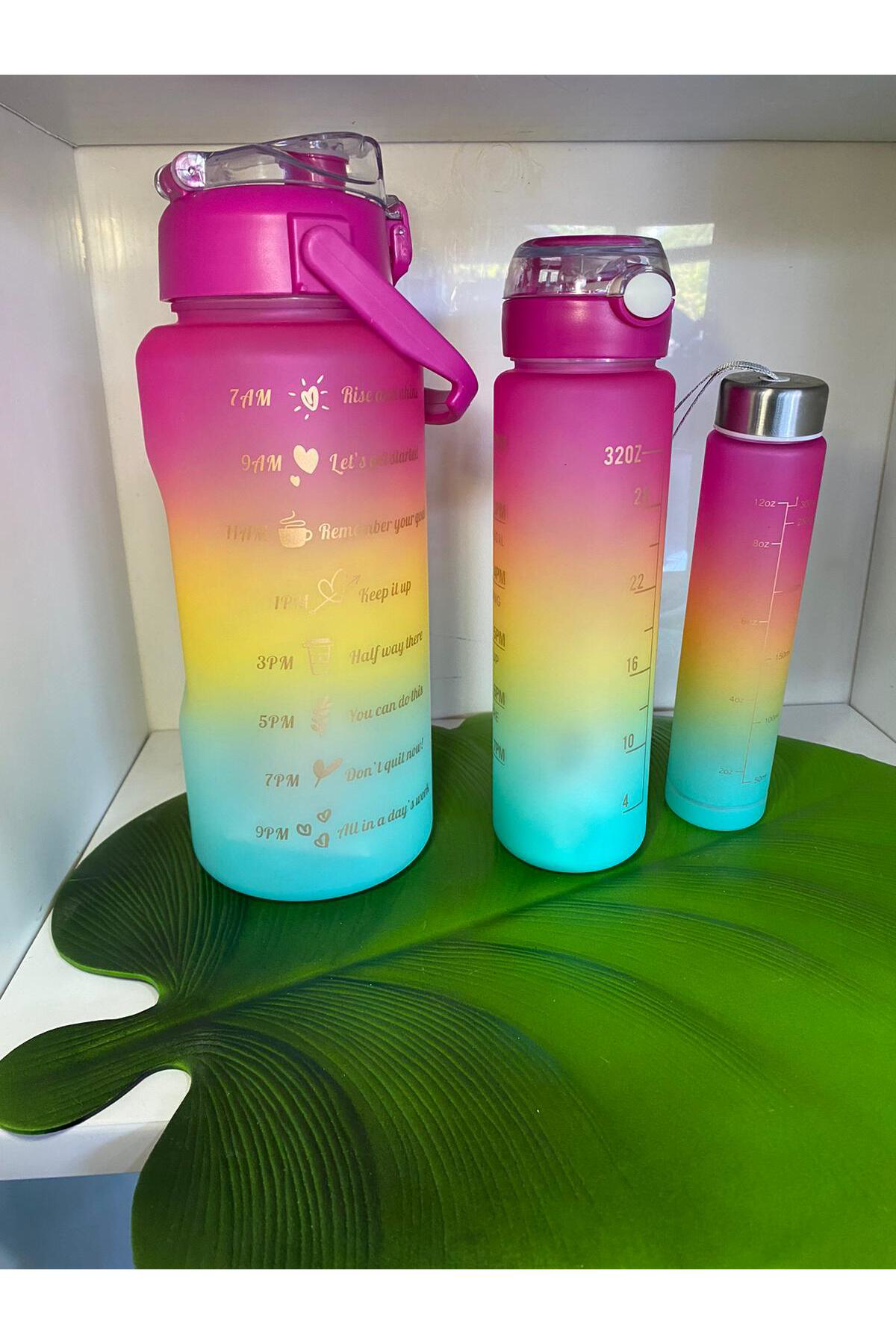 Elif Aksesuar Su Matarası 3Lü Set 2 Lt+900 Ml+600 Ml Tritan Şişe