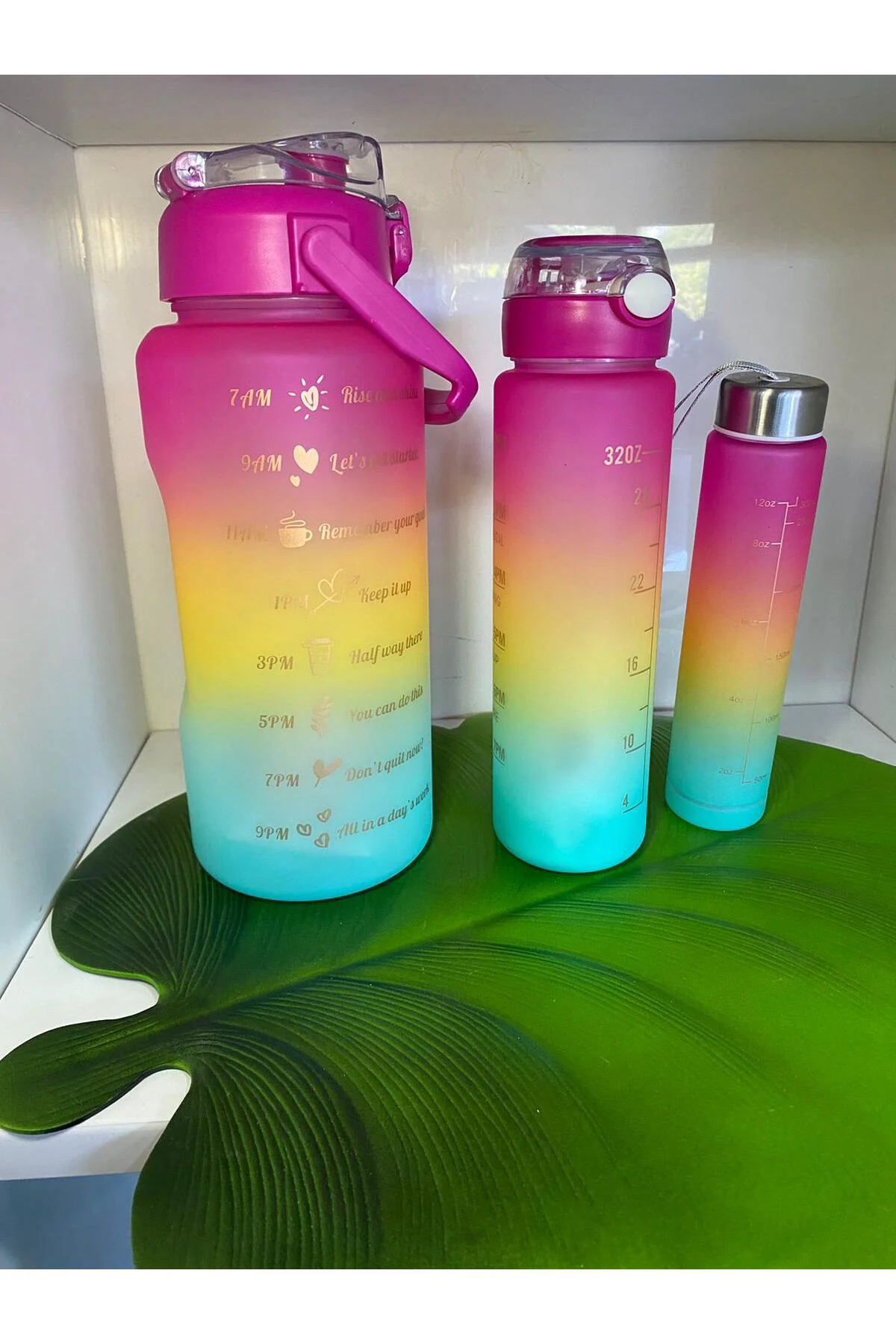 Su Matarası 3lü Set 2 lt+900 ml+600 ml Tritan Şişe Su Matarası 3lü Set 2 lt+900 ml+600 ml Tritan Şişe