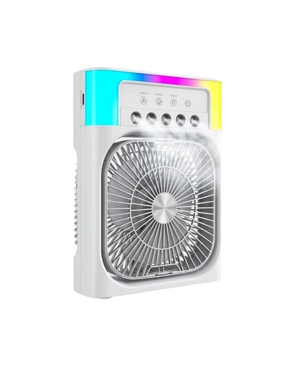 Su Püskürtmeli Mini Klima Fan USB Şarjlı Masaüstü Soğutucu RGB Işıklı