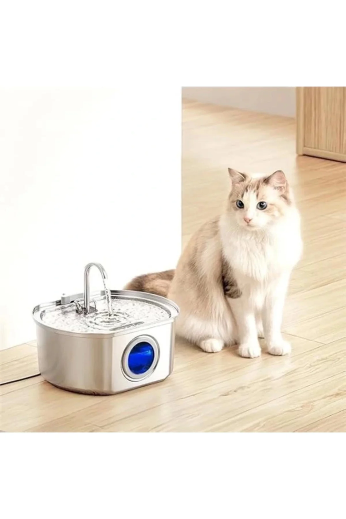 Su Seviyesi Göstergeli Sensörlü 3.2 L Paslanmaz Çelik Kedi Köpek Için Otomatik Su Pınarı Su