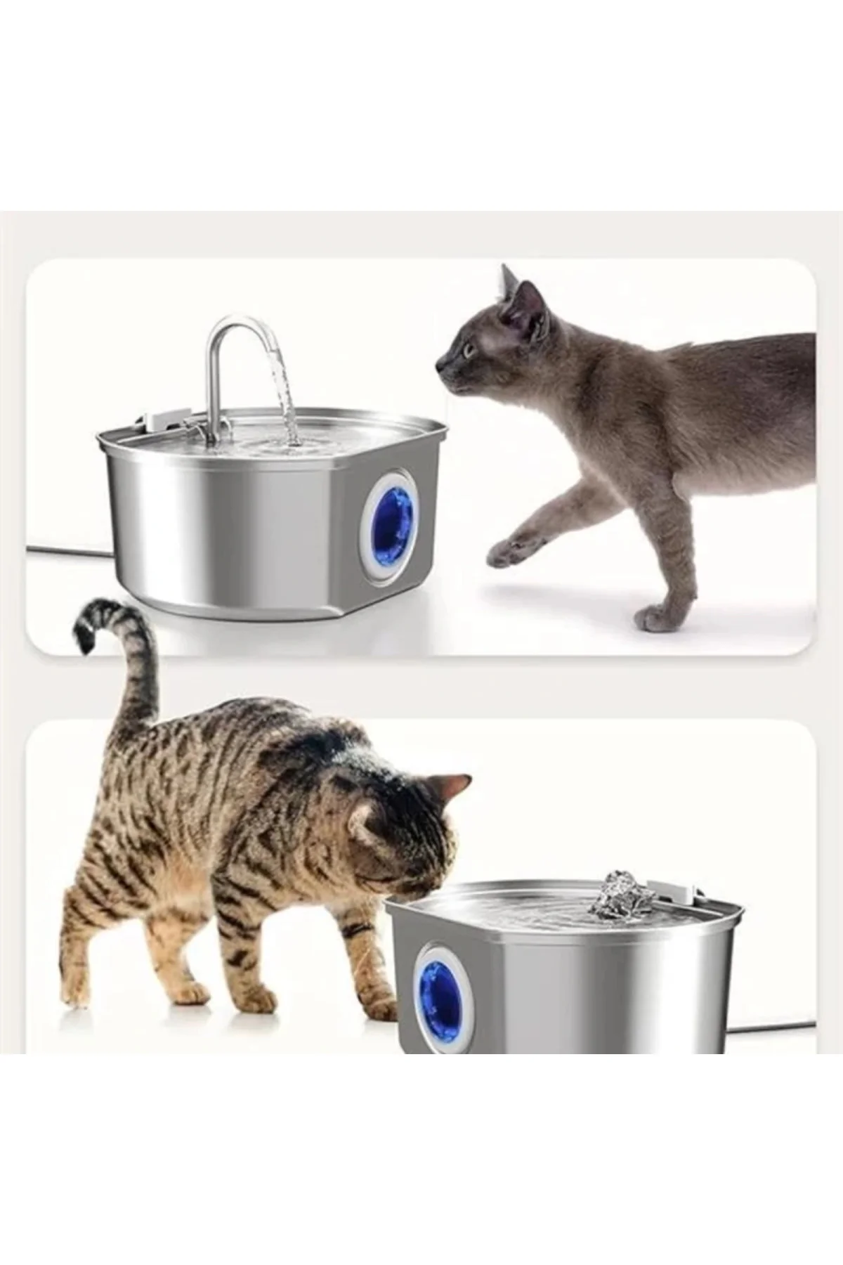 Su Seviyesi Göstergeli Sensörlü 3.2 L Paslanmaz Çelik Kedi Köpek Için Otomatik Su Pınarı Su