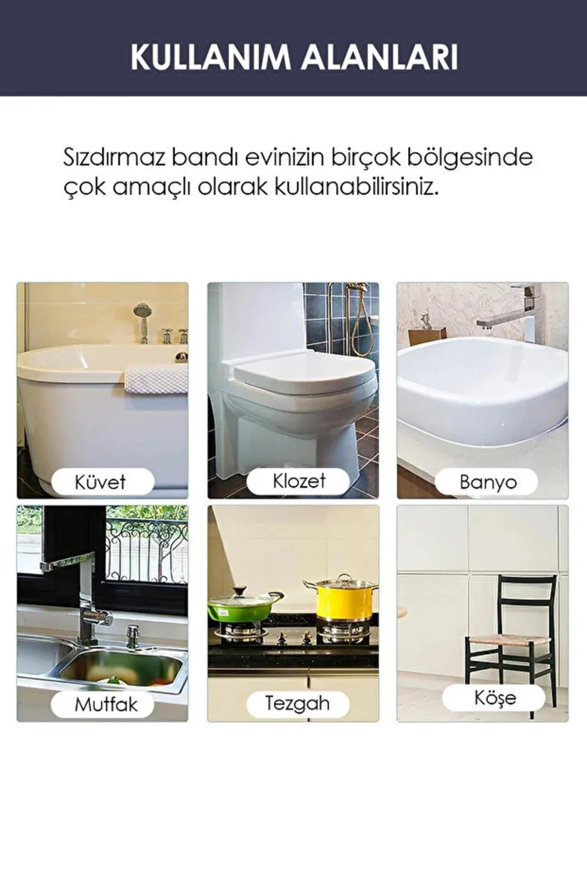 Su Sızdırmaz Bant Lavabo Küvet Kenar Bandı Küvet Duş.( A A Kalite