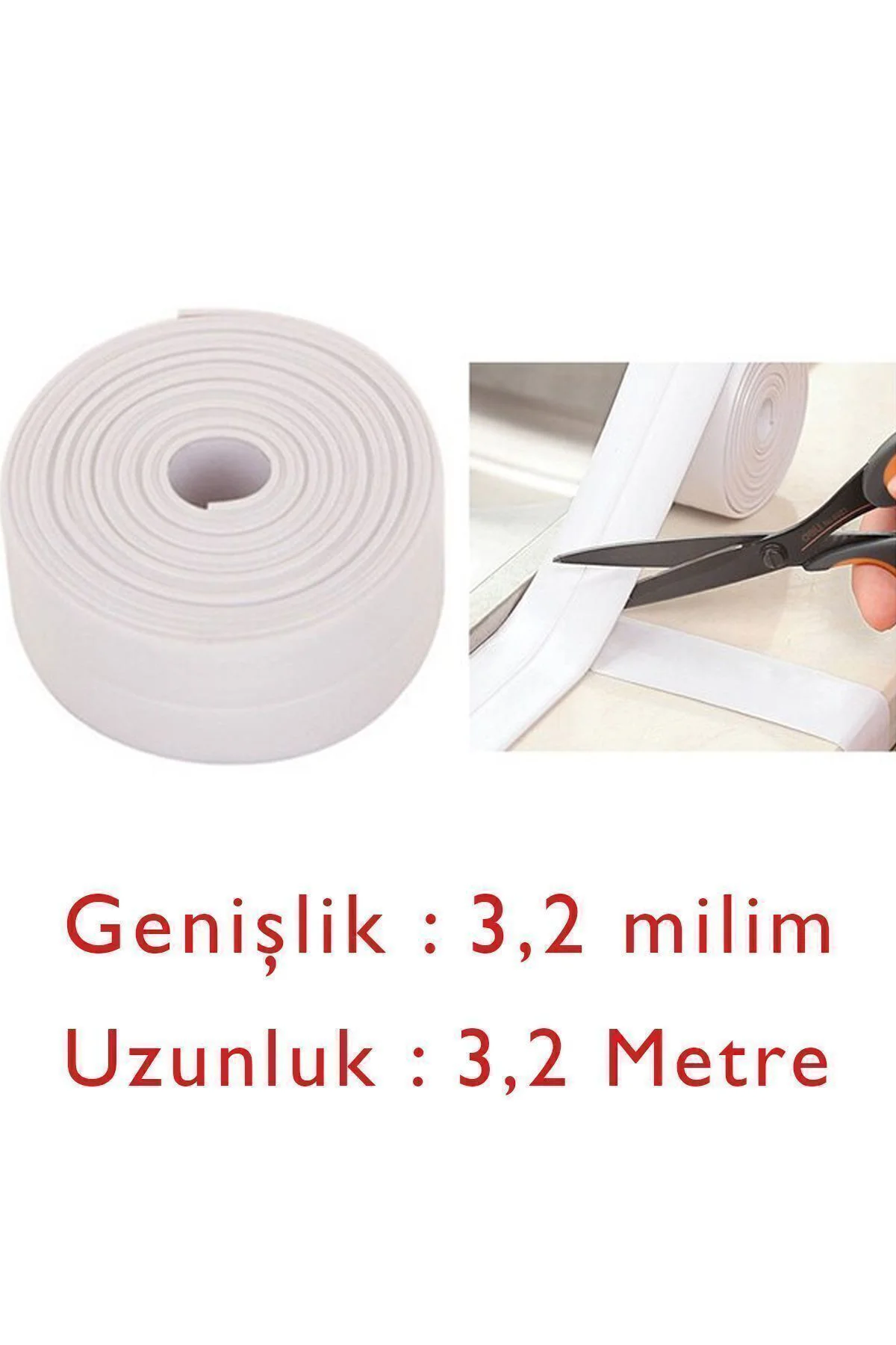 Su Sızdırmaz Geçirmez Bant 3,2 M Lavabo Küvet Tezgah Kenar Bandı 
