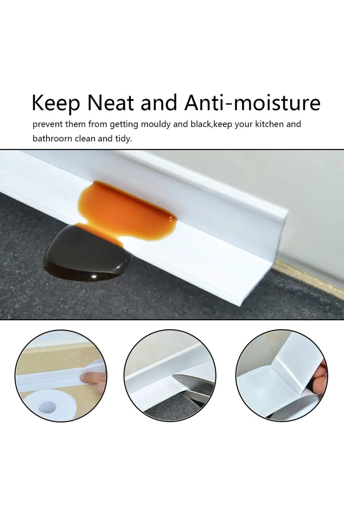 Su Sızdırmaz Geçirmez Beyaz Bant Lavabo Küvet Kenar Mutfak Banyo