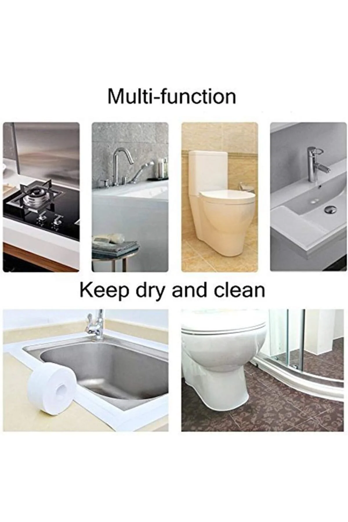 Su Sızdırmaz Geçirmez Beyaz Bant Lavabo Küvet Kenar Mutfak Banyo