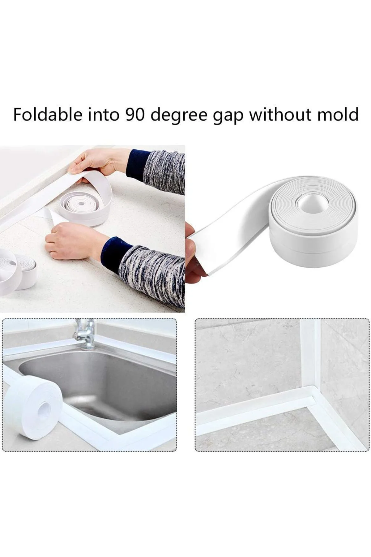 Su Sızdırmaz Geçirmez Beyaz Bant Lavabo Küvet Kenar Mutfak Banyo