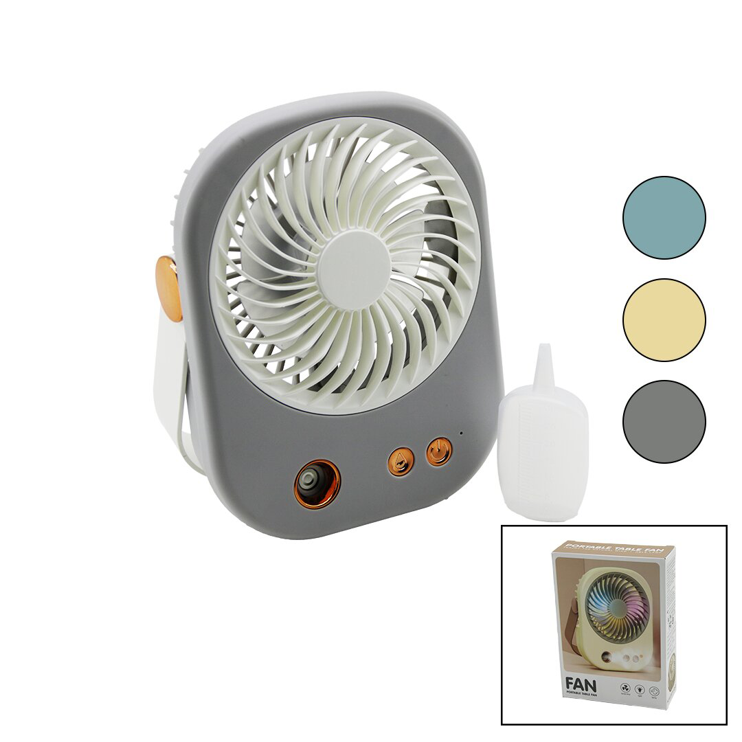 SU SPREYLİ USB MİNİ FAN 15.5X12CM MASA ÜSTÜ USB ŞARJLI 2İN1 KULP=