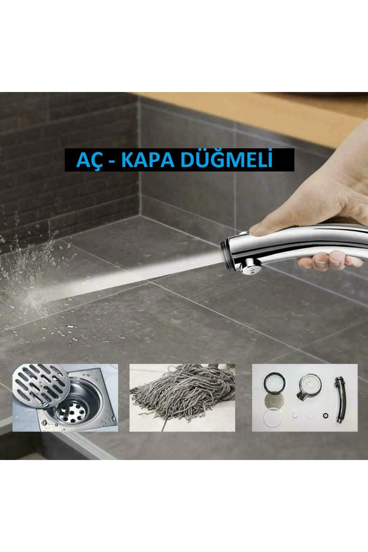 Su Tasarruflu Duş Başlığı Aç Kapa Özellikli 3 Kademeli Su Akış Ay