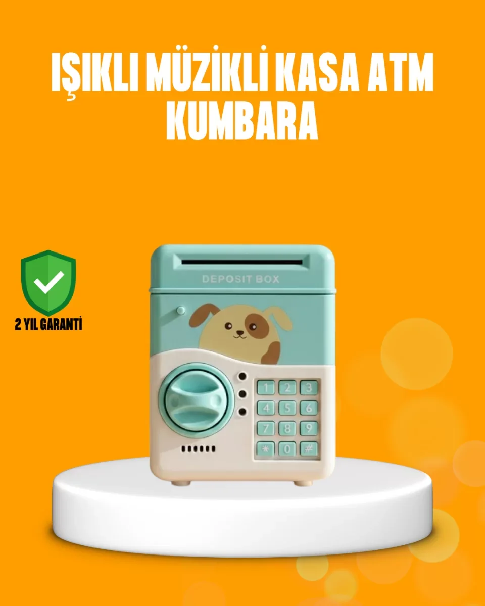 Su Yeşili ATM Kasa Görünümlü Elektronik Şifreli Çocuk Kumbarası - Lisinya