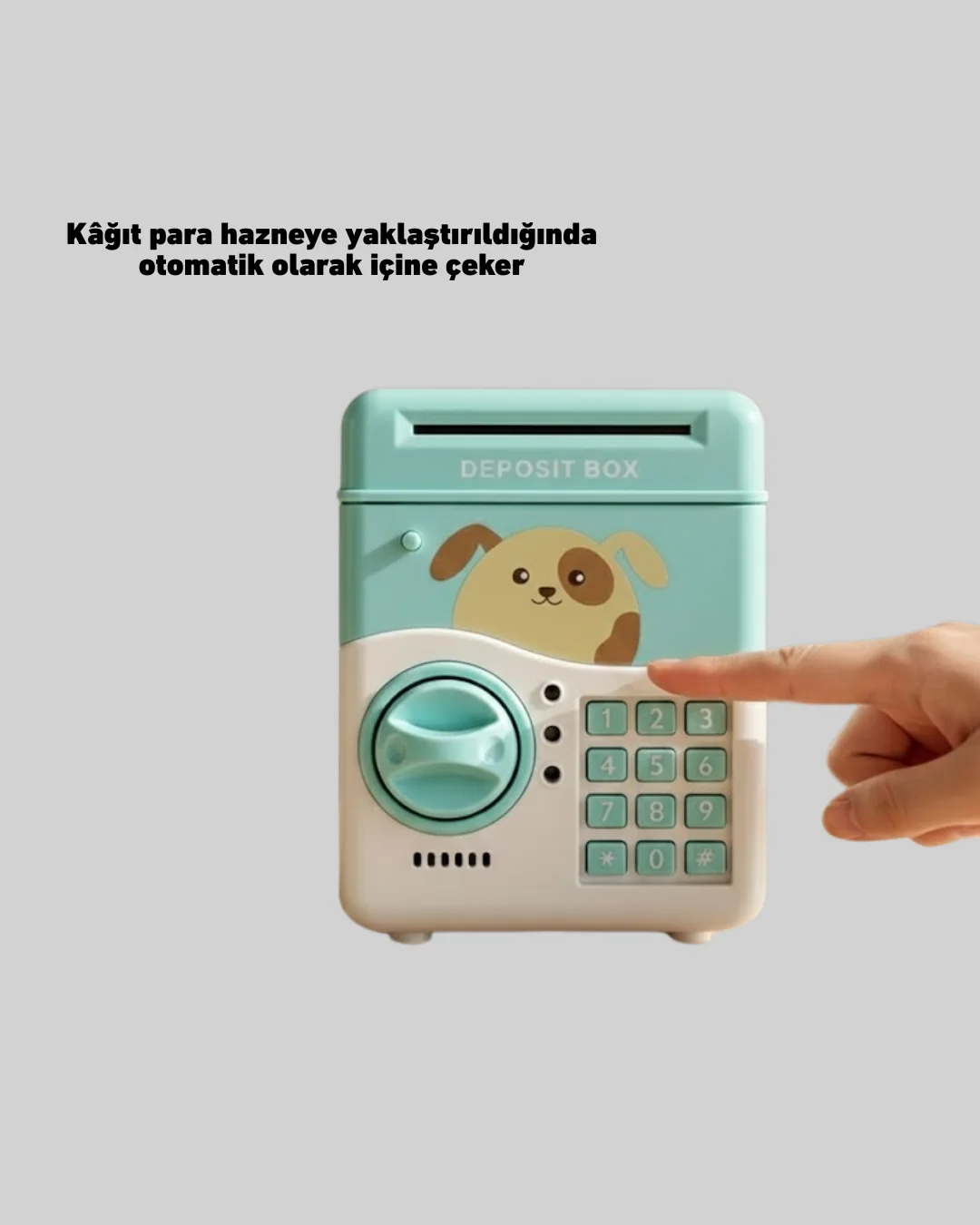 Su Yeşili Işıklı Sesli Elektronik Şifreli Çocuk Kumbarası
