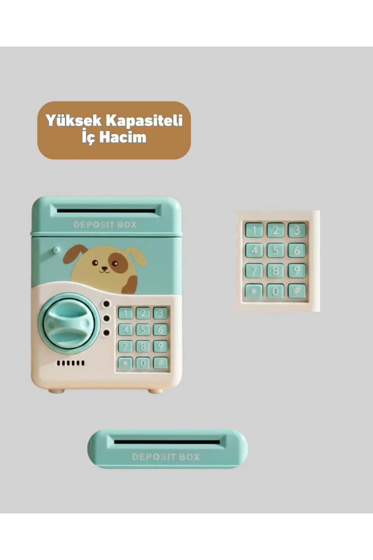 Su Yeşili Işıklı Sesli Elektronik Şifreli Çocuk Kumbarası - Lisin