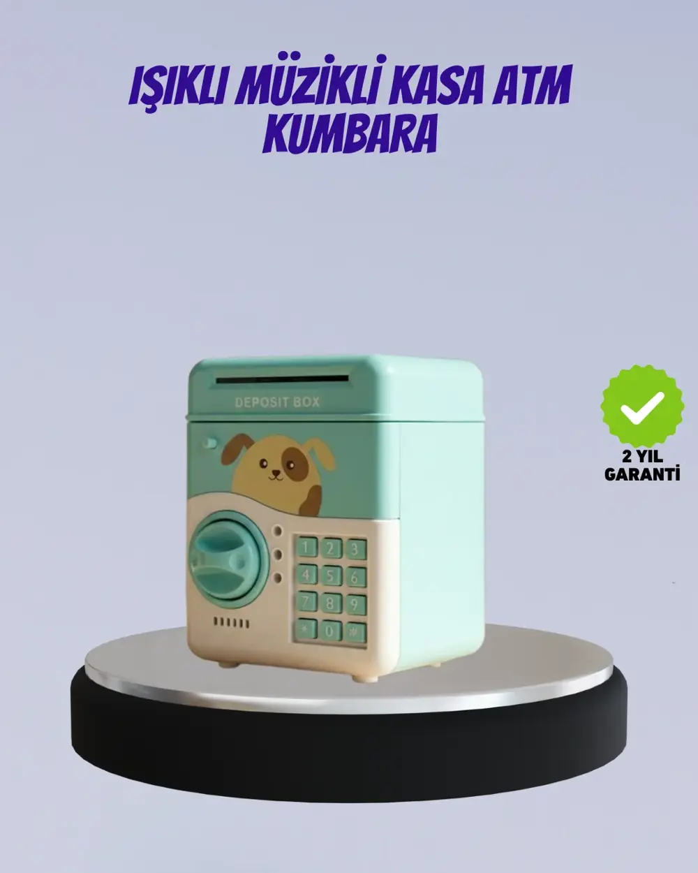 Su Yeşili Işıklı Sesli Elektronik Şifreli Çocuk Kumbarası