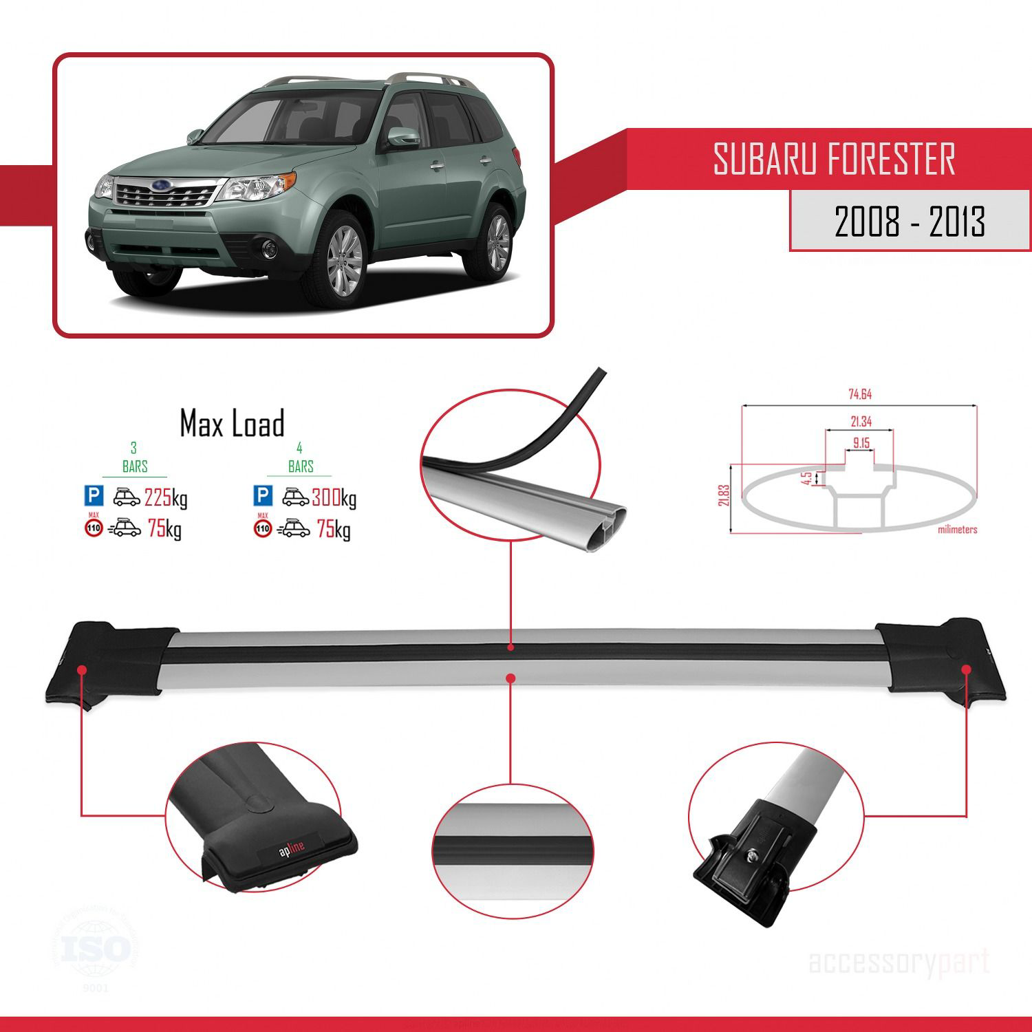 Subaru Forester 2008-2013 Arası ile Uyumlu FLY Model Ara Atkı Tav
