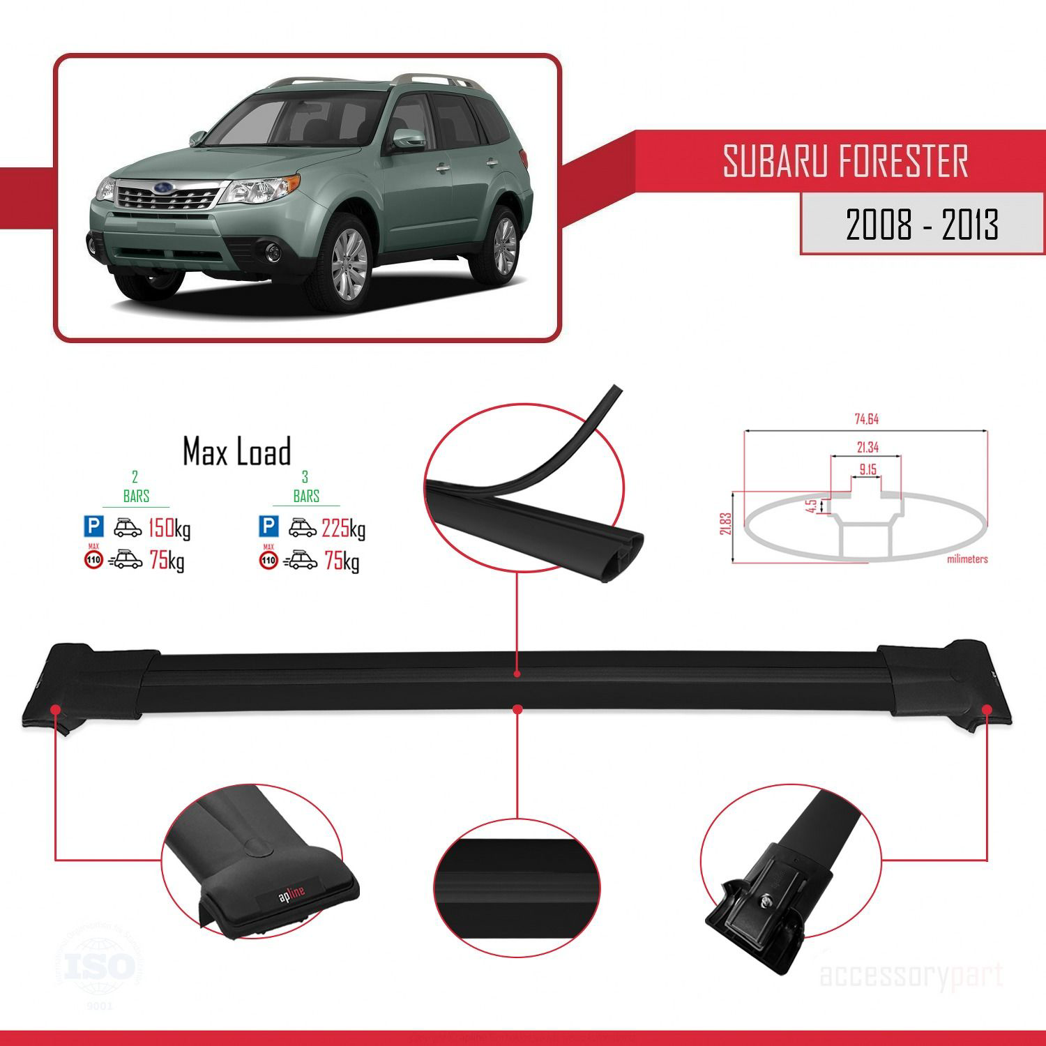 Subaru Forester 2008-2013 Arası ile uyumlu FLY Model Ara Atkı Tav
