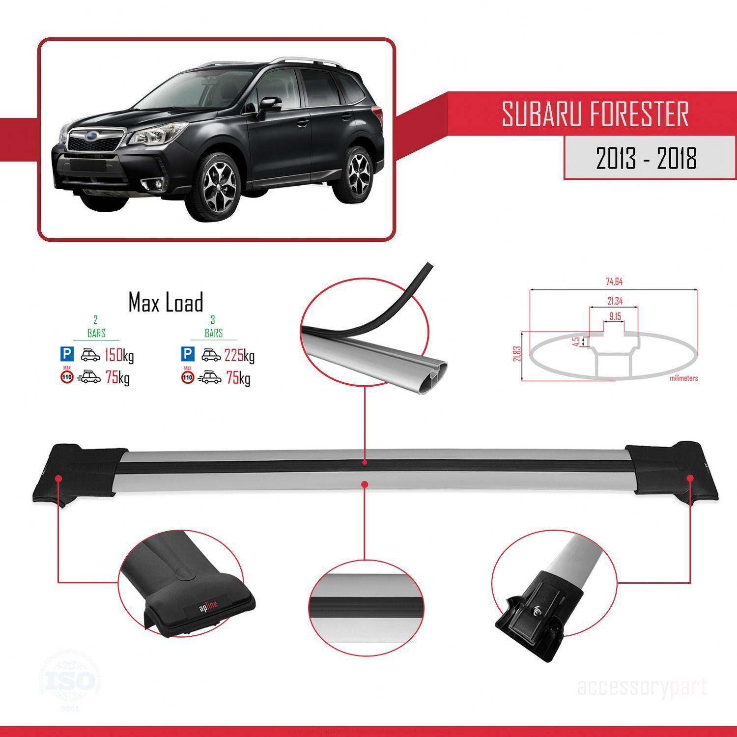 Subaru Forester 2013-2018 Arası ile uyumlu FLY Model Ara Atkı Tav