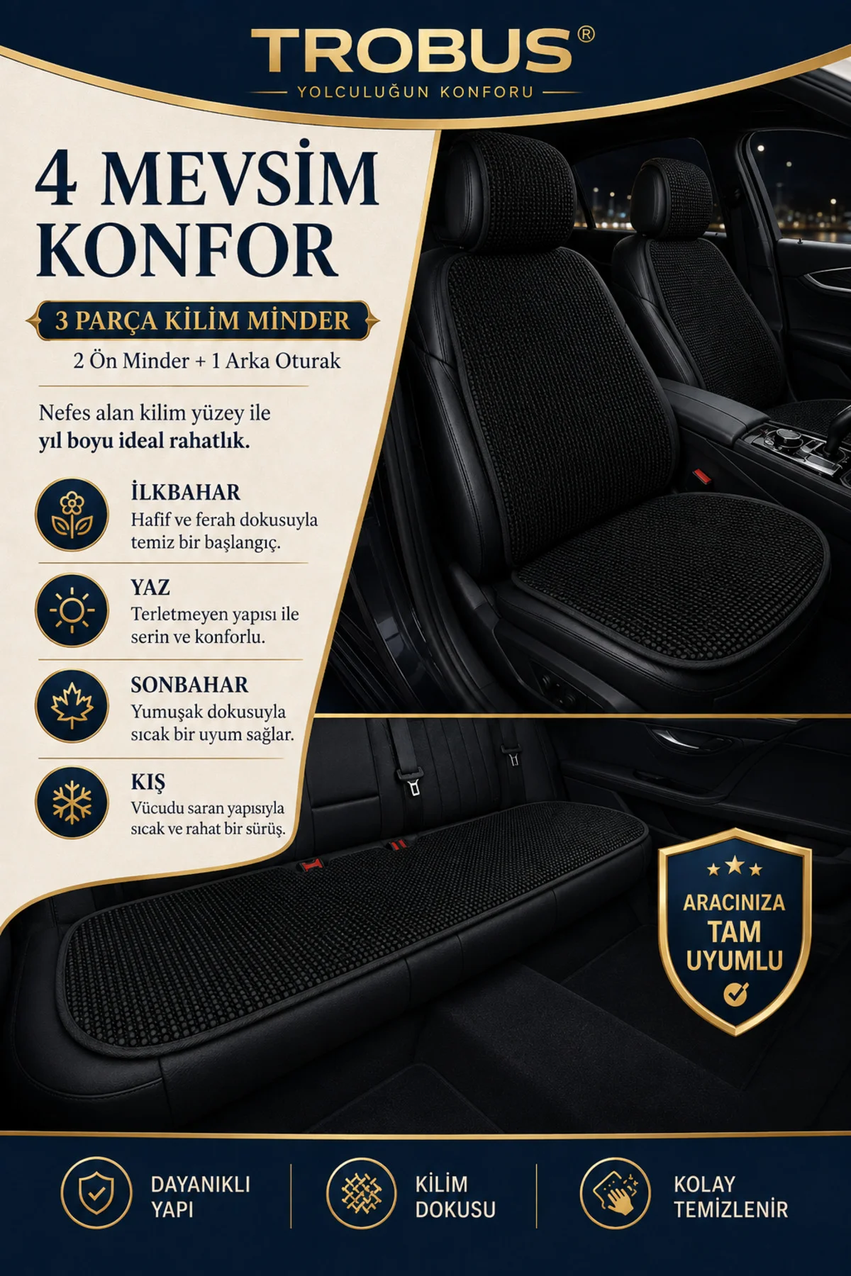 Subaru IMPREZA 2008-2011 Uyumlu Örme 3 Parça Oto Koltuk Minderi Terletmez Kaymaz Taban Siyah Fiyatı, Yorumları ve Özellikleri
