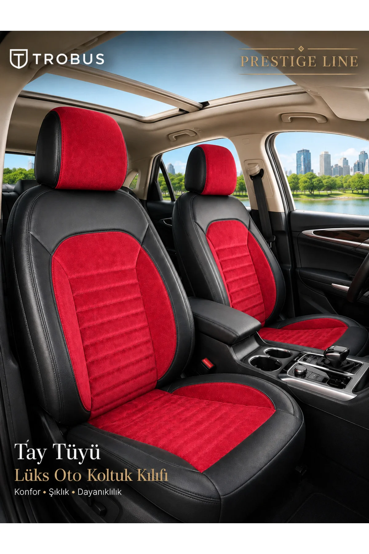 Subaru Impreza 2008 2009 2010 2011 Tay Tüyü Deri Detay Koltuk Kılıfı Prestige Line Kırmızı Siyah