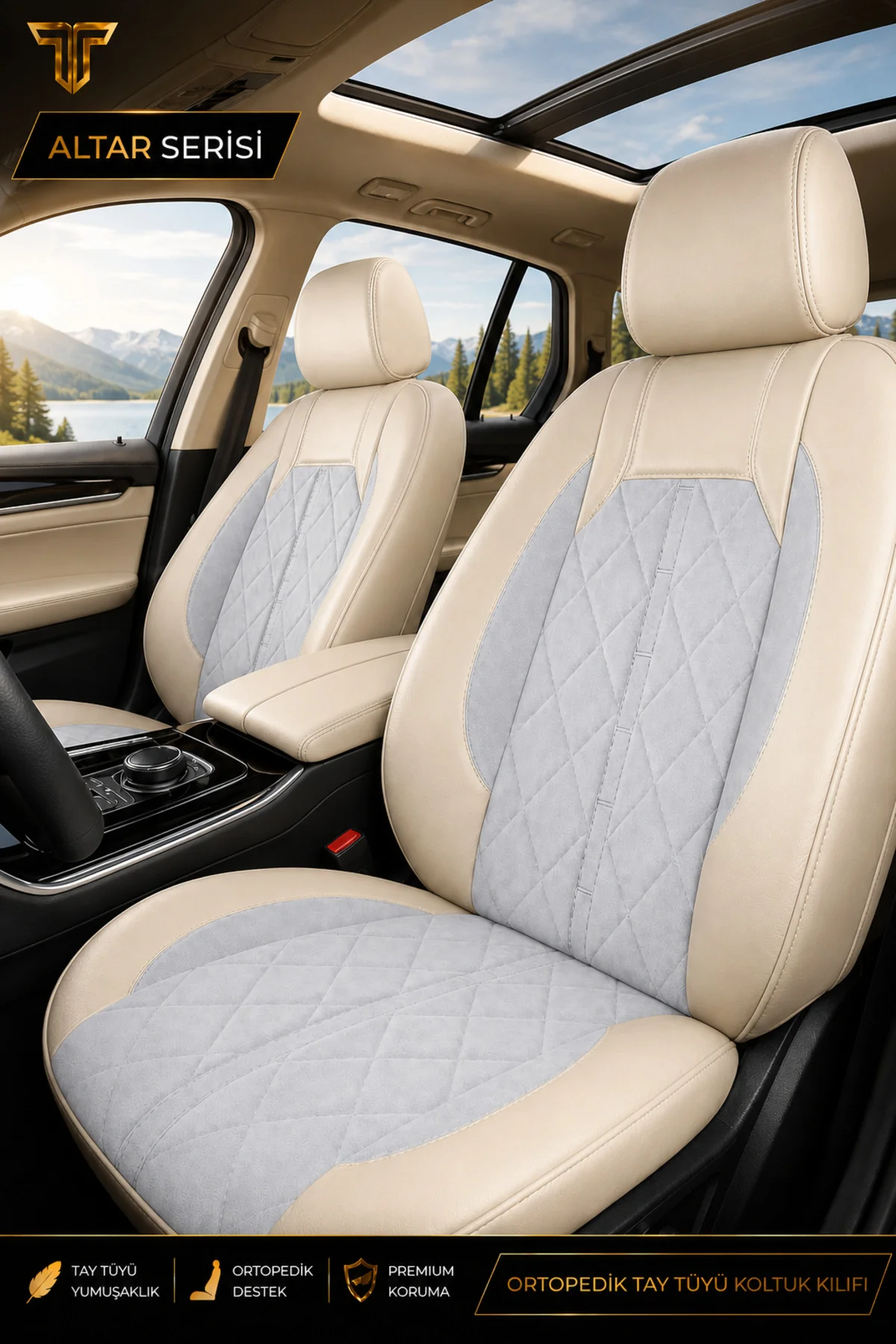 Subaru Impreza 2008-2011 Uyumlu Altar Serisi Tay Tüyü Bej Premium Koltuk Kılıfı