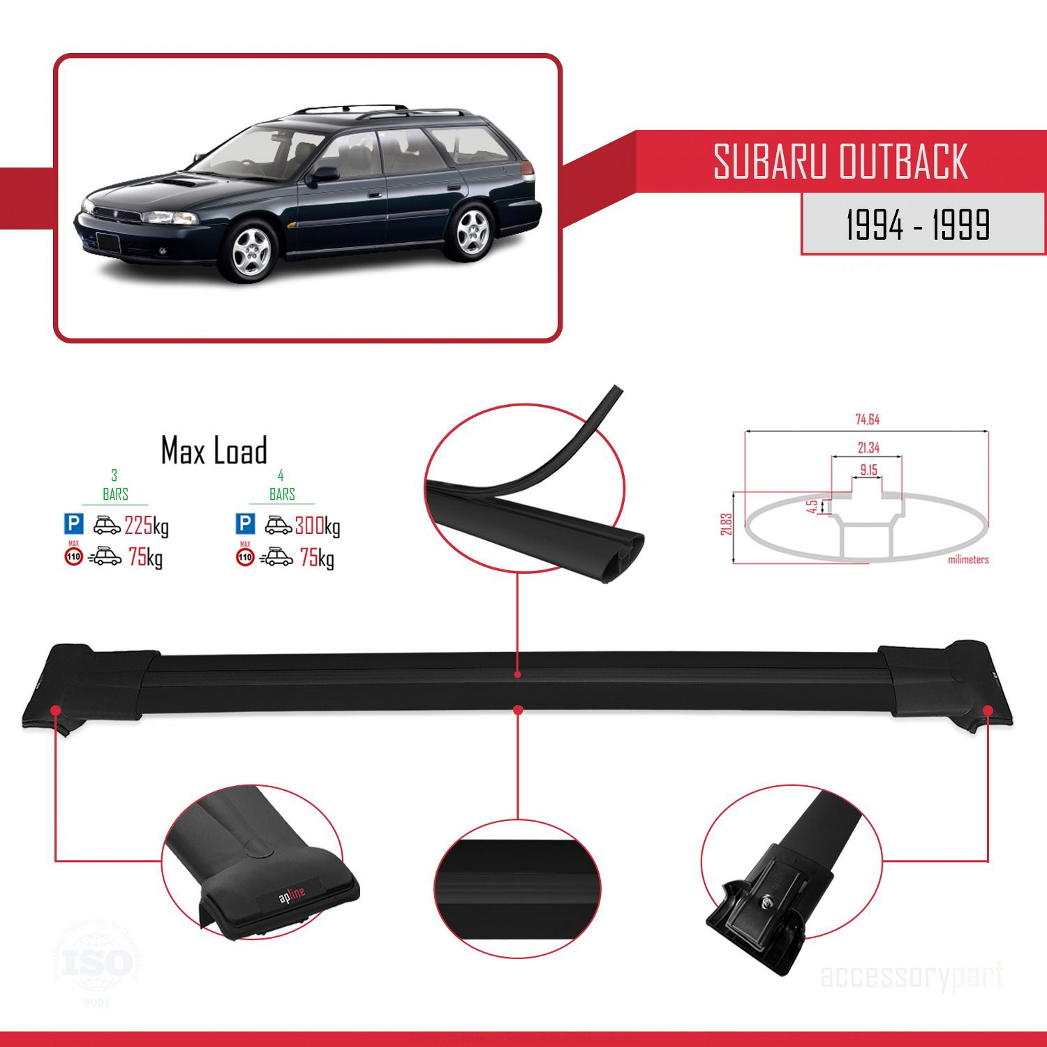 Subaru Outback 1994-1999 Arası ile uyumlu FLY Model Ara Atkı Tava