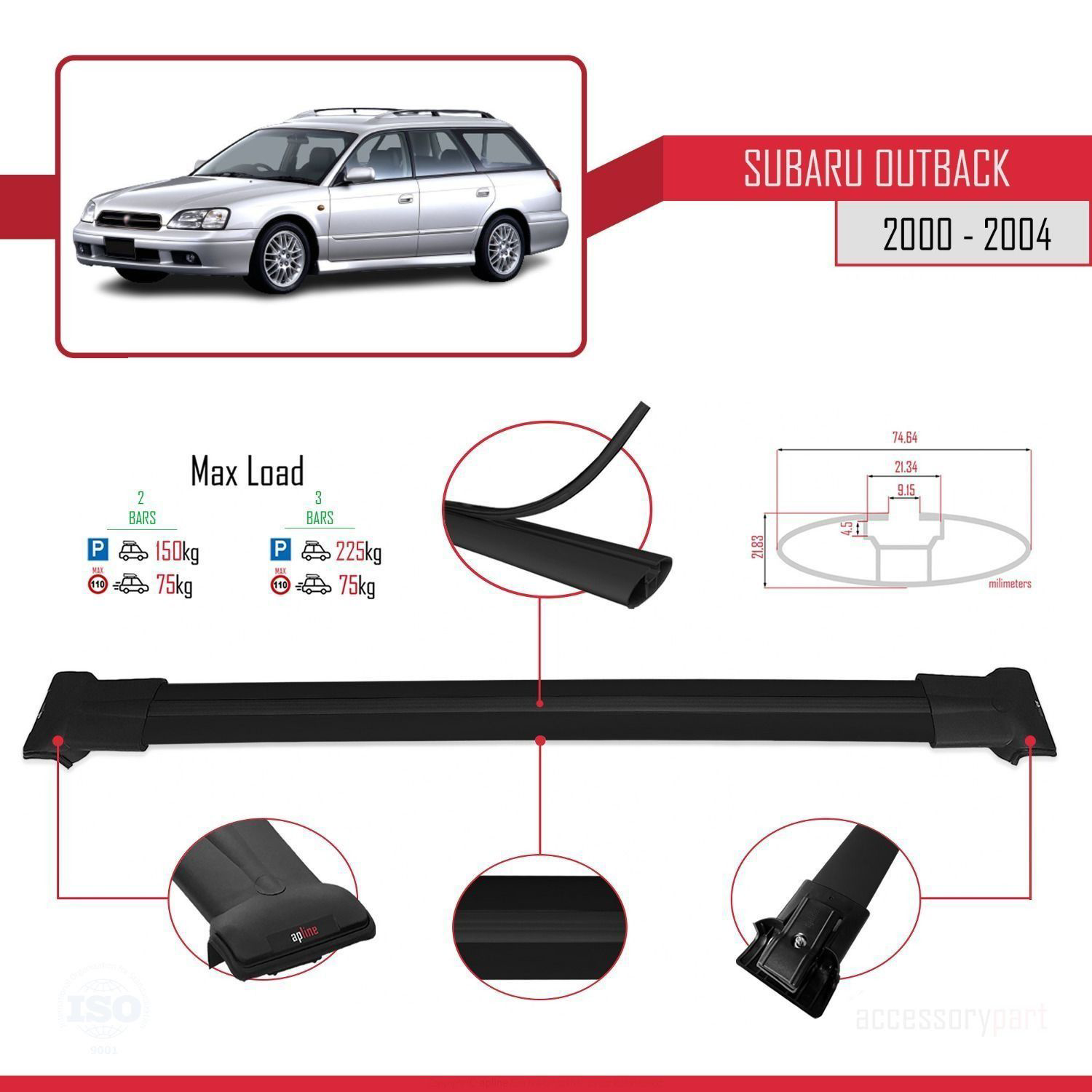 Subaru Outback 2000-2004 Arası ile uyumlu FLY Model Ara Atkı Tava