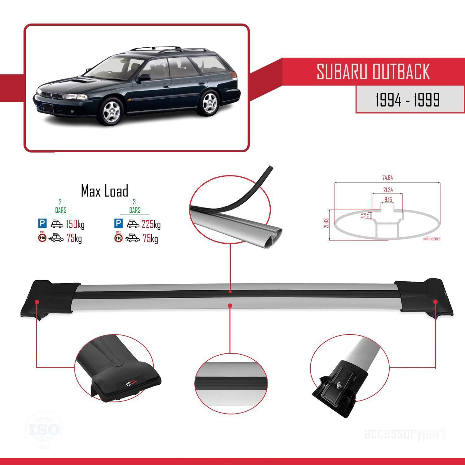Subaru Outback 1994-1999 Arası ile uyumlu FLY Model Ara Atkı Tava
