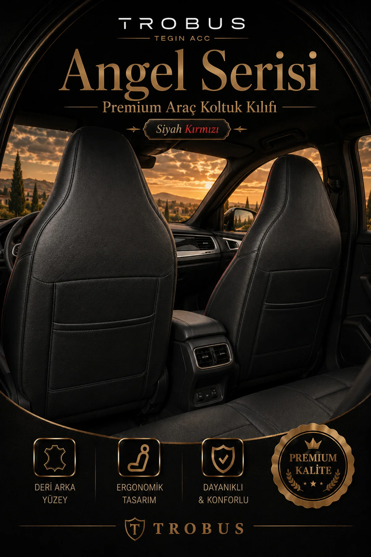 Subaru XV 2012 ve Sonrası Uyumlu Angel Serisi Tay Tüyü Koltuk Kılıfı Taba Siyah