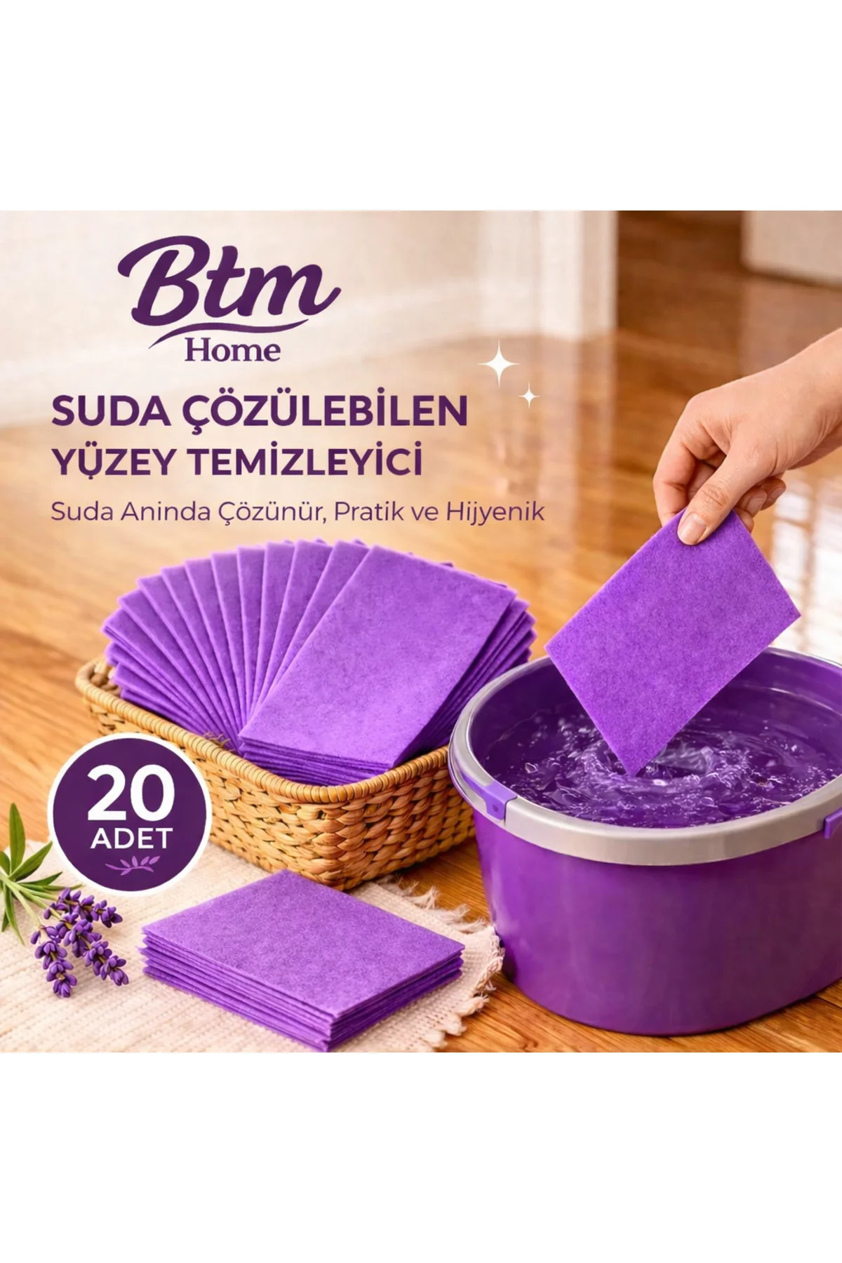 Suda Çözülebilen Yüzey Temizleyici Tablet 20 Adet Çok Amaçlı Pratik Temizlik Tableti
