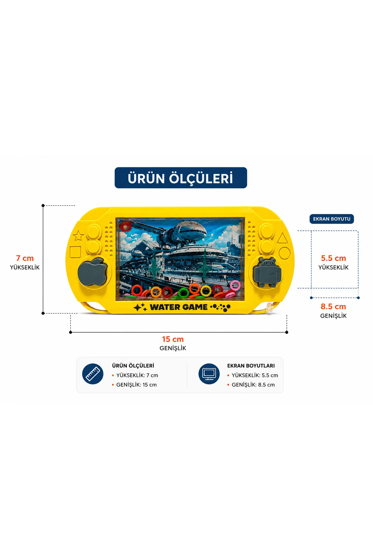 Suda Halka Geçirme Oyunu Retro Su Oyuncağı Mini El Konsolu Çocuk 