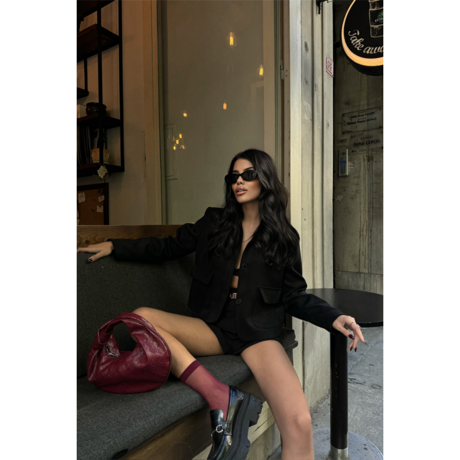 SÜET CROP CEKET KAPAKLI CEP DETAYLI - Siyah