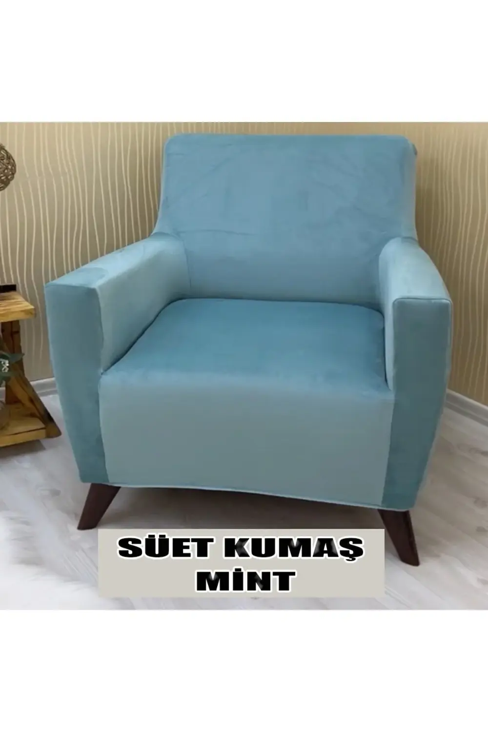 Süet Detaylı Angora Kumaş 2 Adet Üçlü & Çekyat- 2 Adet Tekli Set