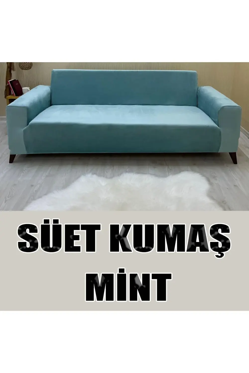 Süet Detaylı Angora Kumaş 2 Adet Üçlü & Çekyat- 2 Adet Tekli Set