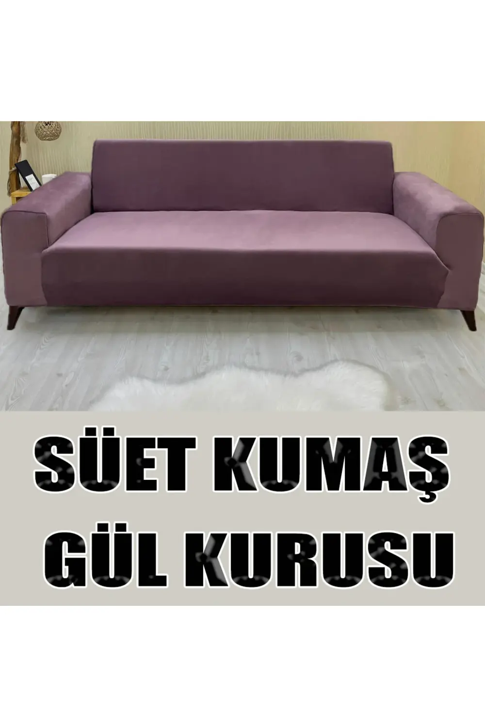 Süet Detaylı Angora Kumaş 2 Adet Üçlü & Çekyat- 2 Adet Tekli Set