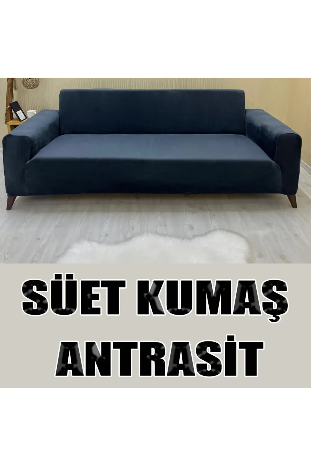 Süet Detaylı Angora Kumaş Üçlü & Çekyat Koltuk Kılıfı