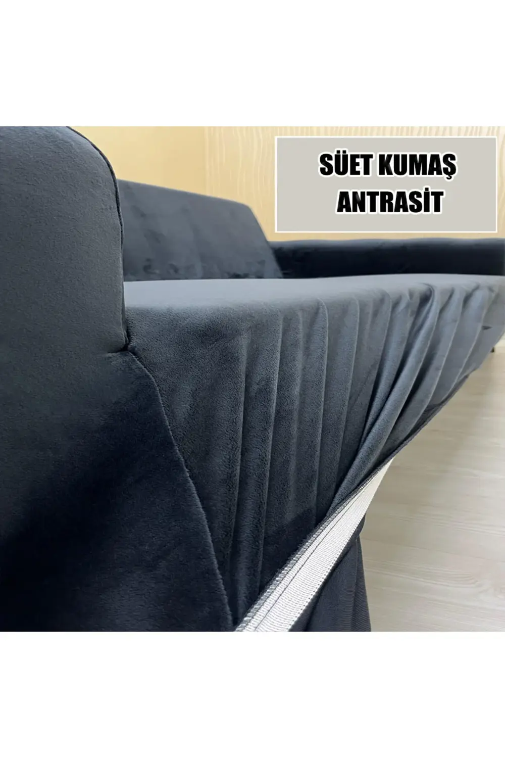 Süet Detaylı Angora Kumaş Üçlü & Çekyat Koltuk Kılıfı