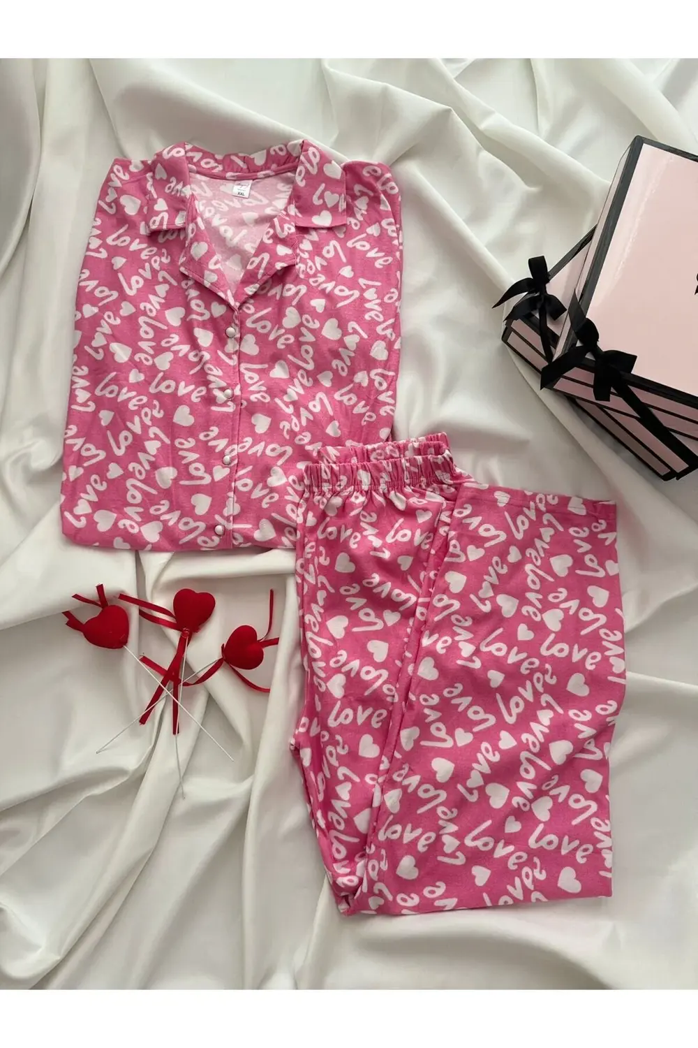 süet düğmeli pijama takımı