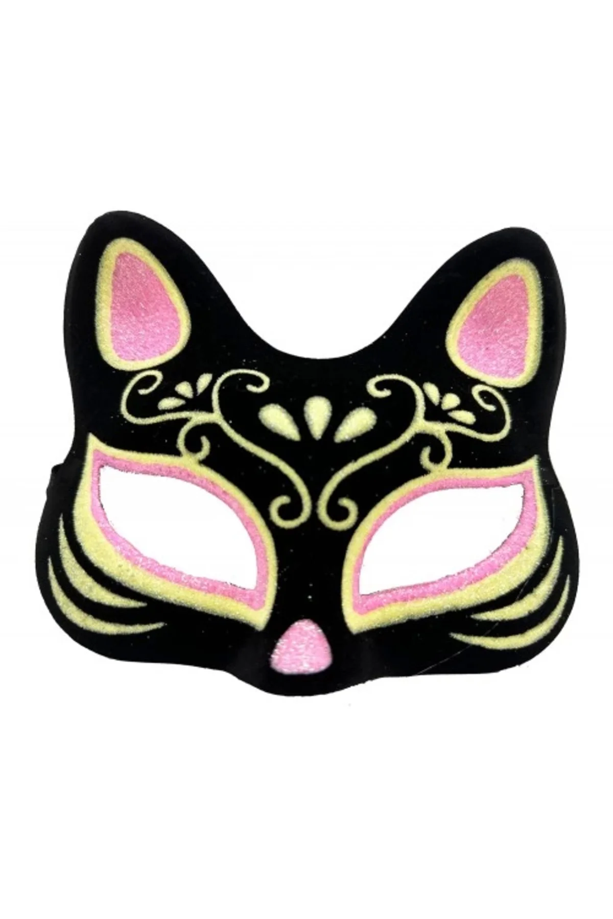 Süet Pembe Sarı Kedi Maskesi