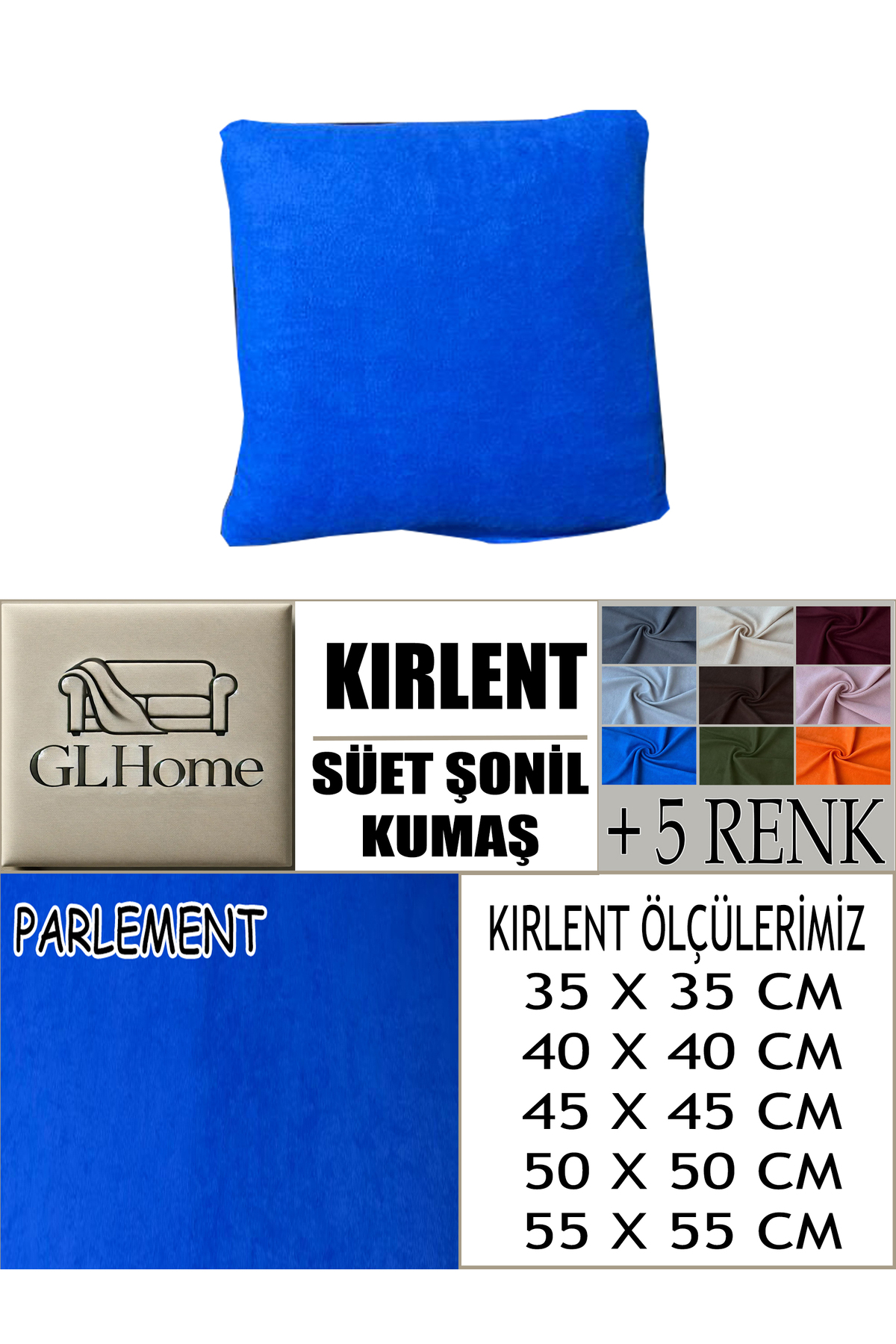 Home Süet Şönil Kumaş 2 Adet Kirlent Kilifi