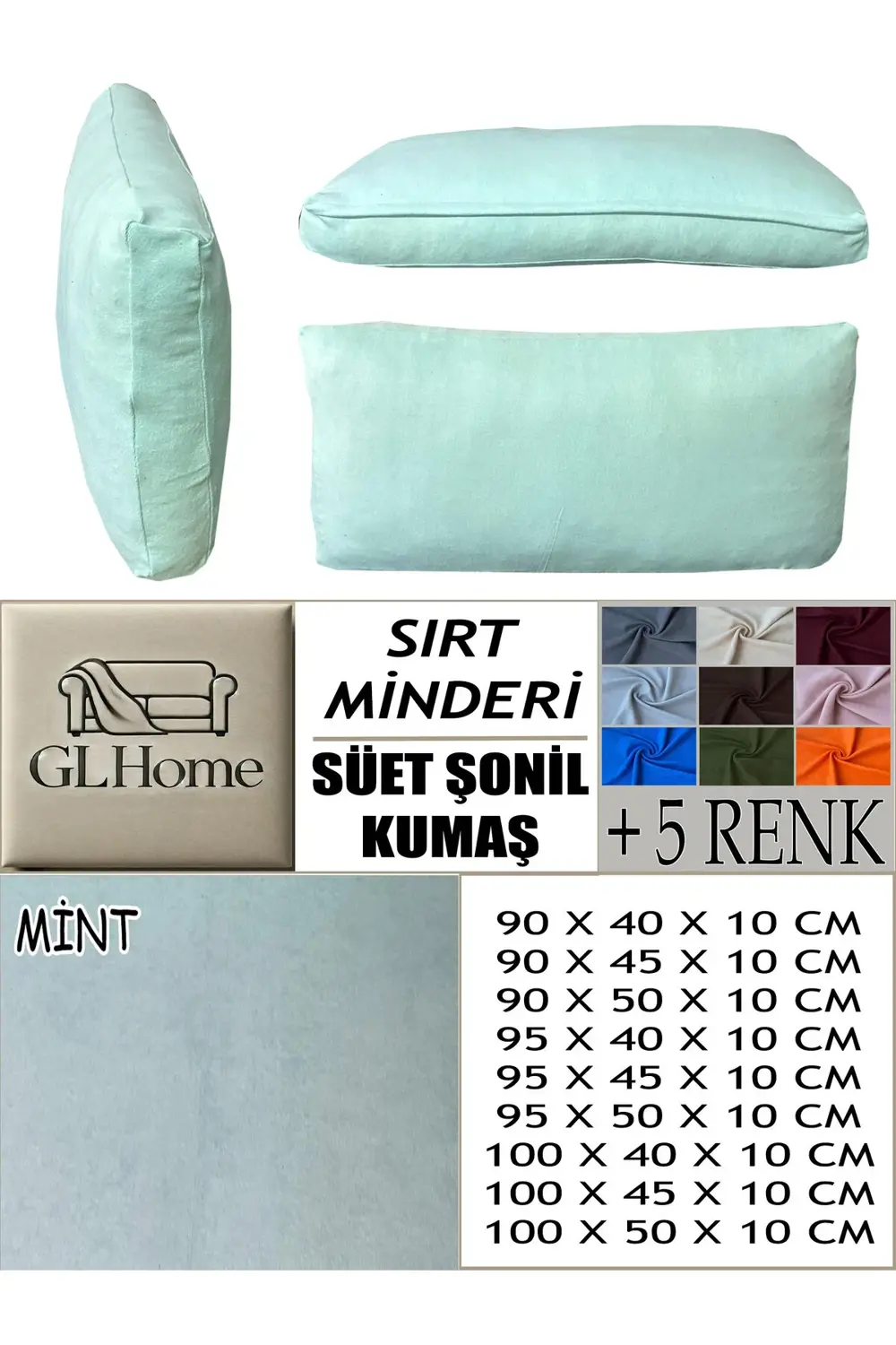 SÜET ŞÖNİL KUMAŞ 2 ADET SIRT MİNDERİ KILIFI