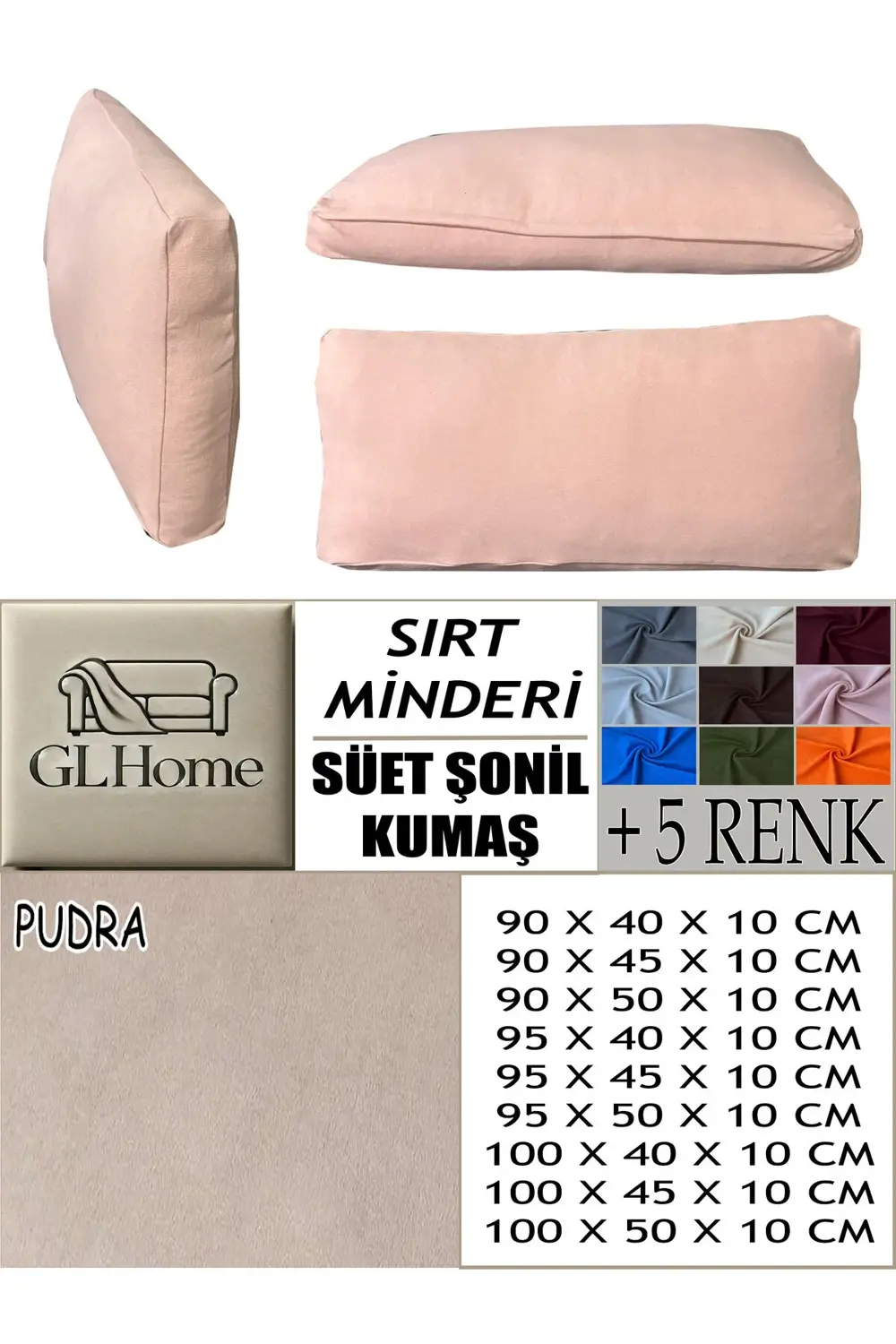 SÜET ŞÖNİL KUMAŞ 2 ADET SIRT MİNDERİ KILIFI