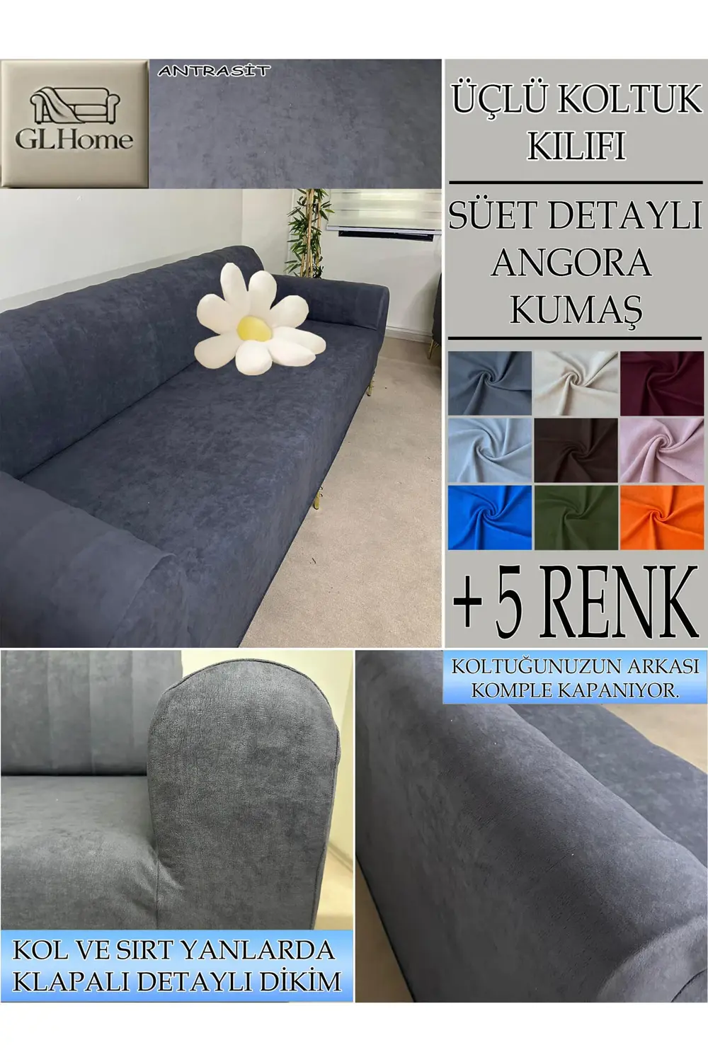 SÜET ŞÖNİL KUMAŞ 3Lü Komple Giydirme Kanepe & Çekyat, Bohem, Port